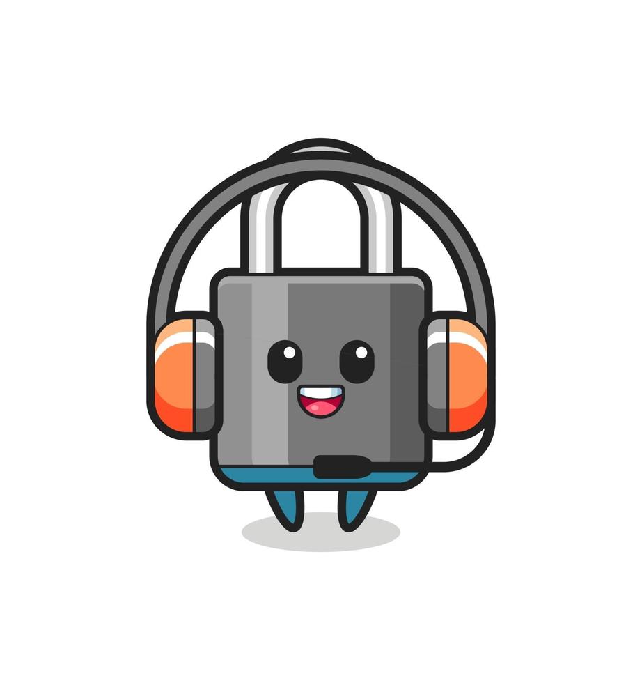 Cartoon mascot of padlock as a customer service vector