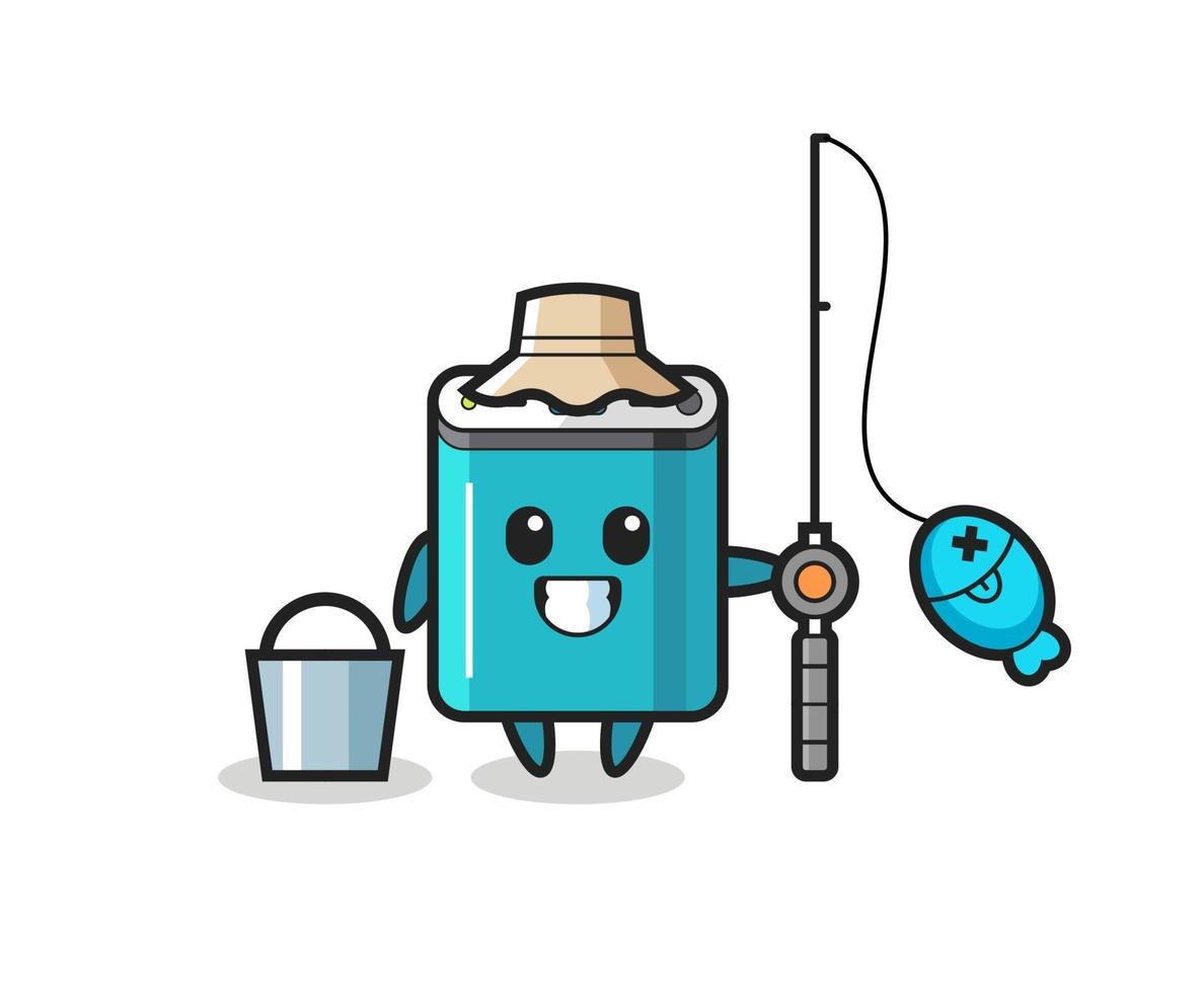 Mascot character of power bank as a fisherman vector