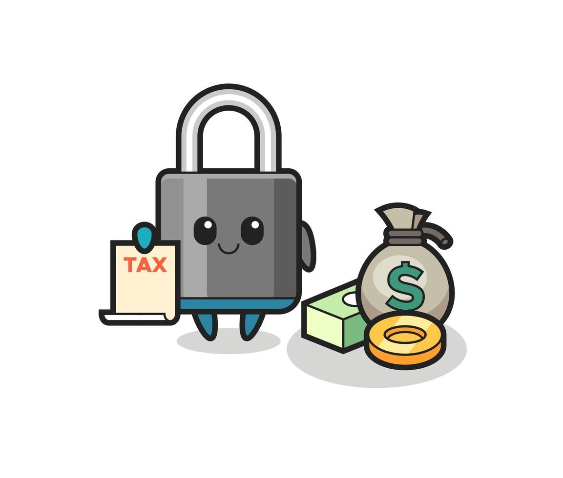 Character cartoon of padlock as a accountant vector