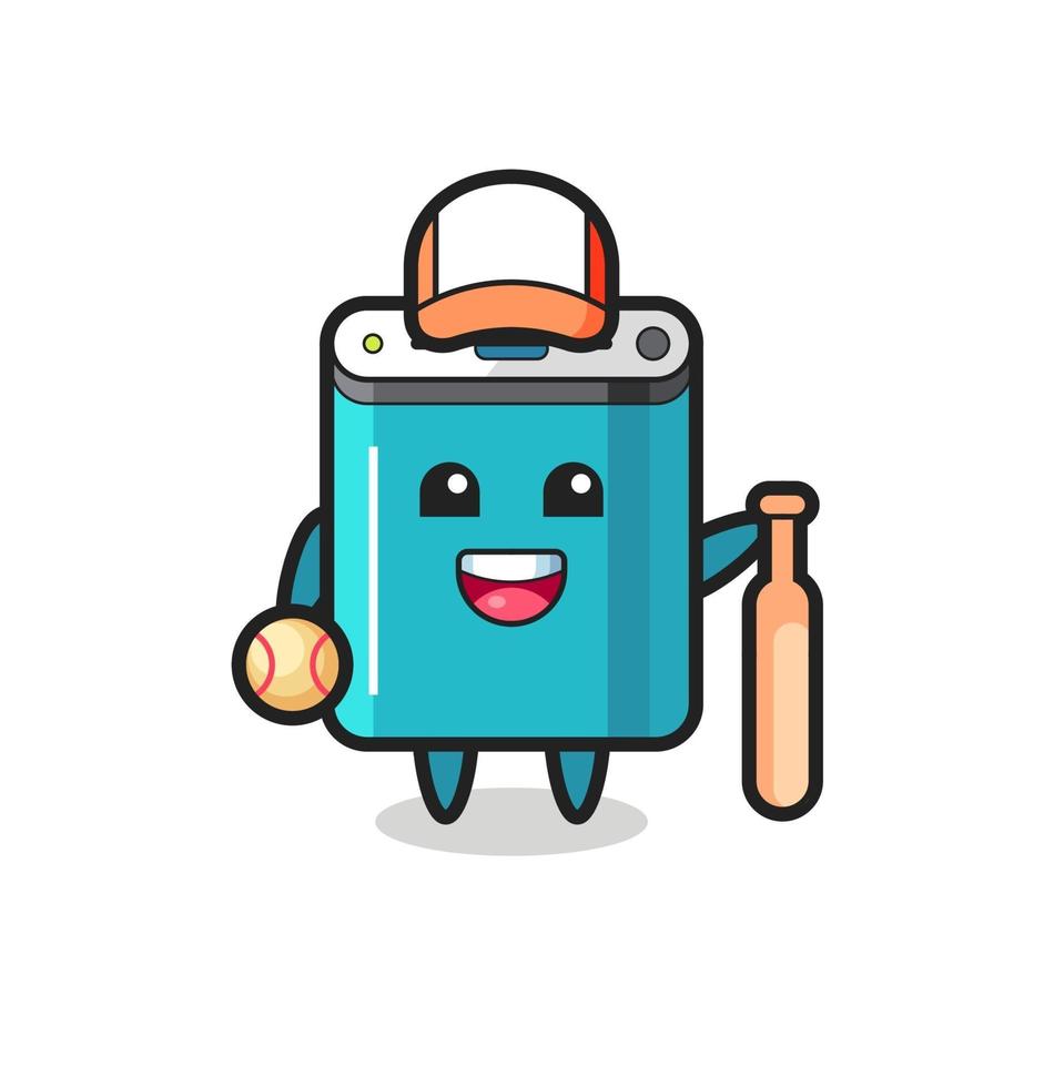 personaje de dibujos animados de power bank como jugador de beisbol vector
