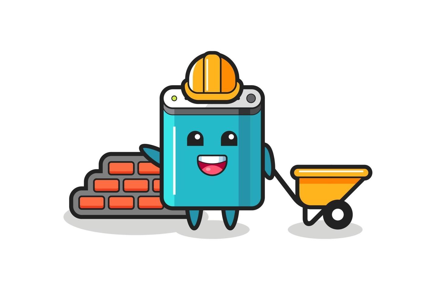 Cartoon character of power bank as a builder vector