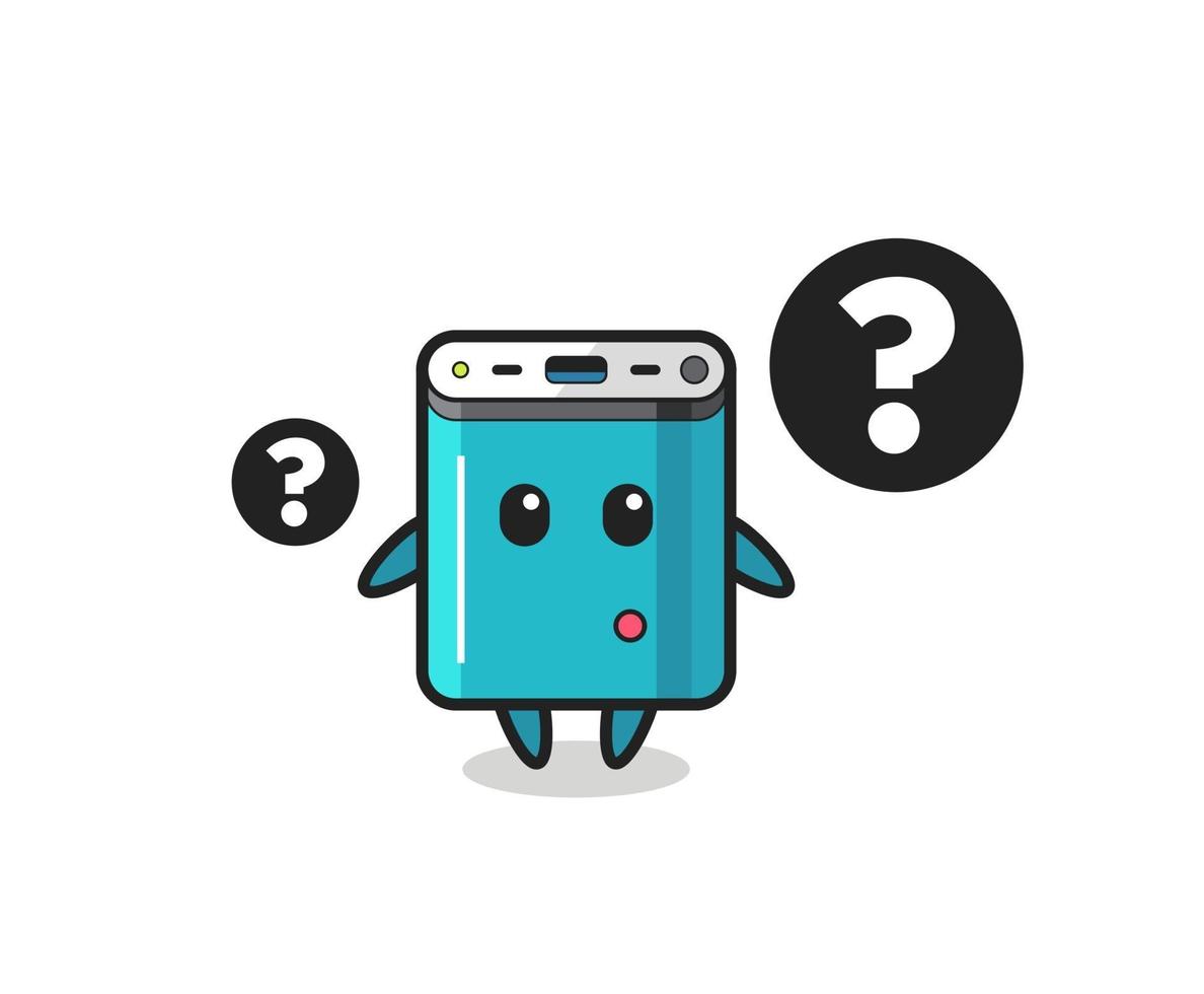 Cartoon Illustration of power bank with the question mark vector