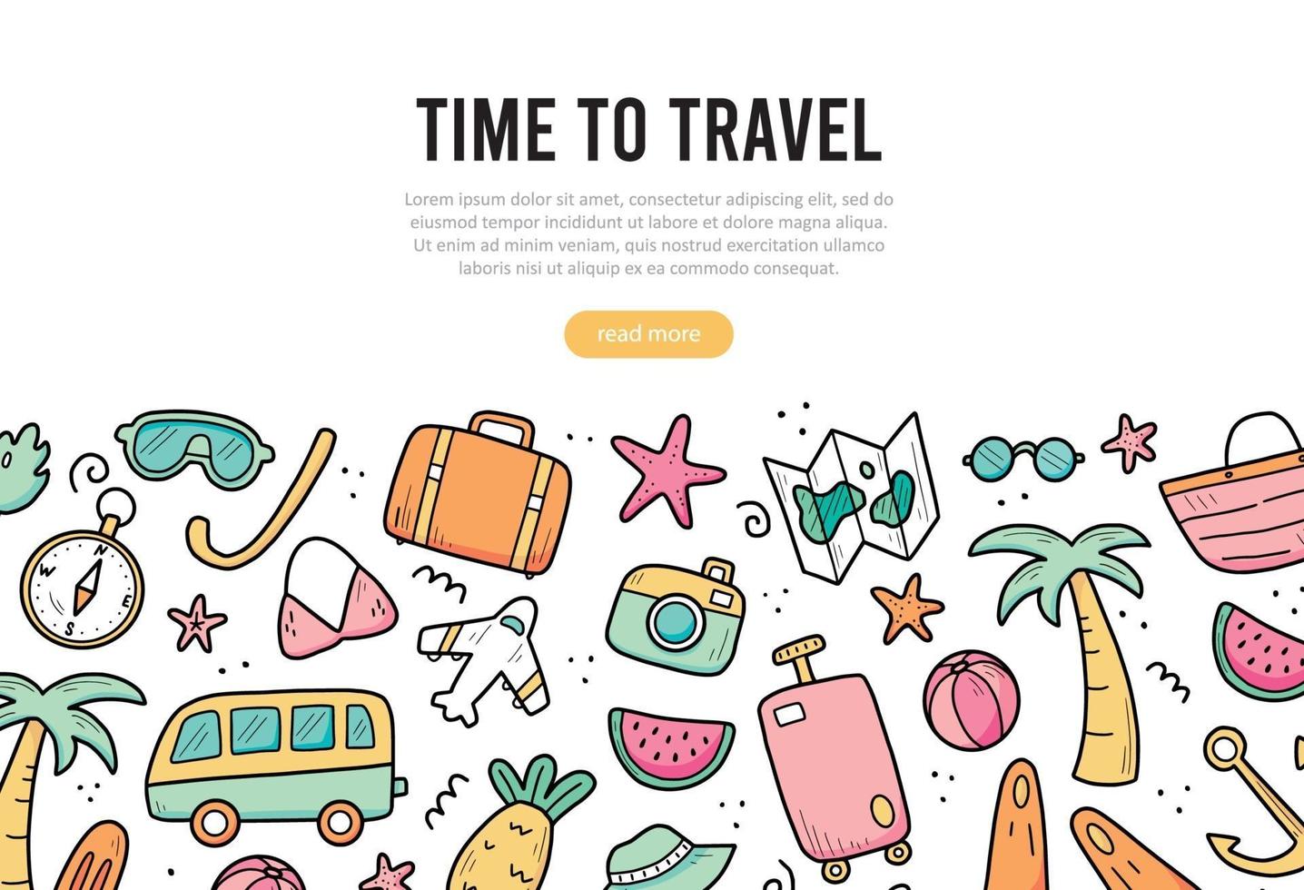 Hand drawn banner of travel summer vector