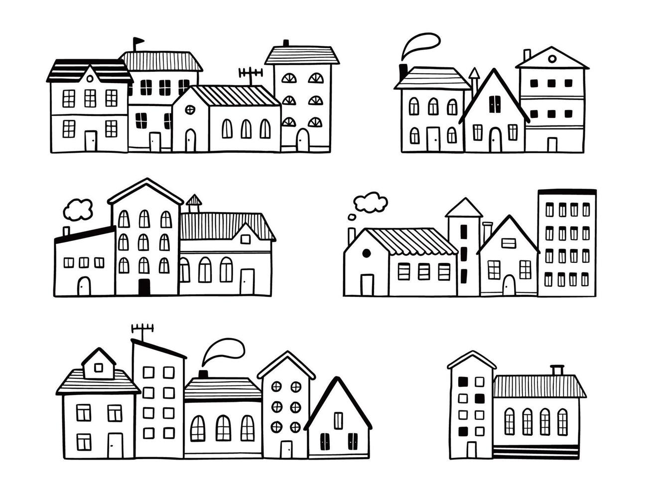 Doodle de la calle de la ciudad con casa. vector