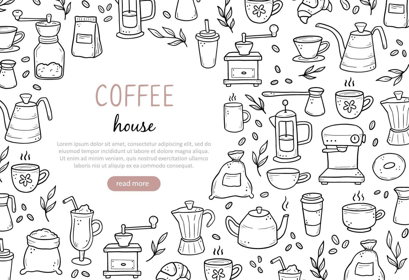 Ilustración de banner de café en el sitio web vector