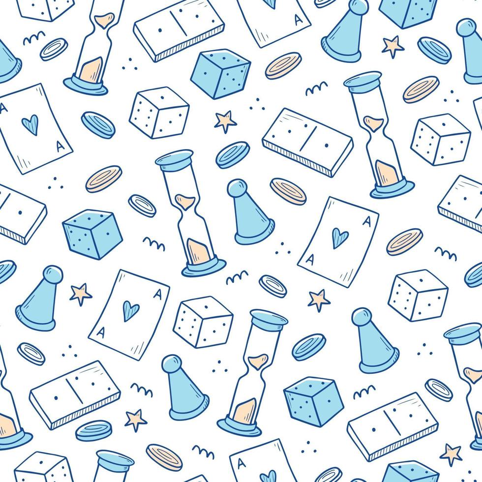 Hand drawn seamless pattern of board game vector