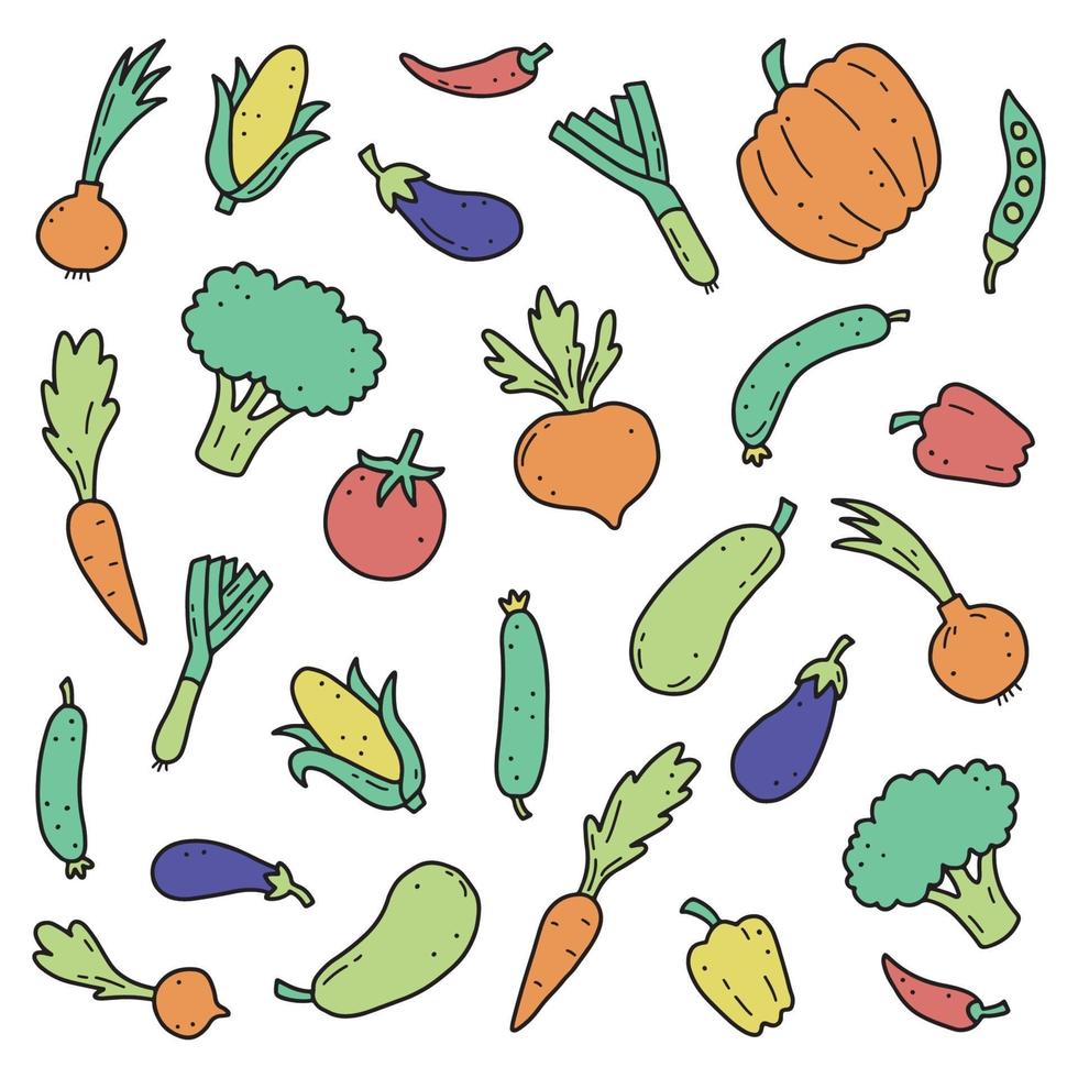 dibujado a mano conjunto de verduras. ilustración vectorial de doodle skecth vector