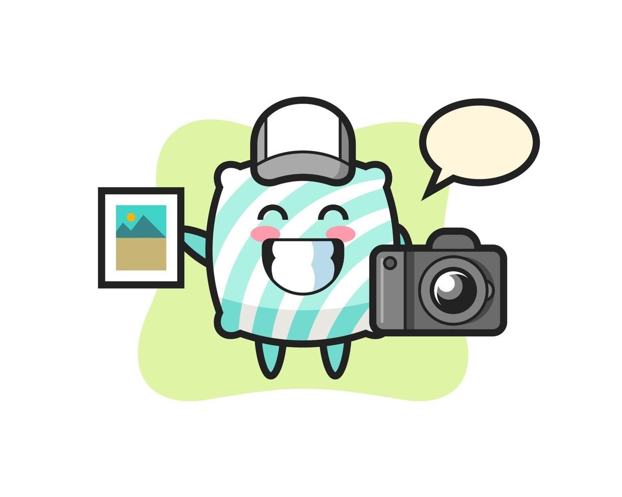 Character Illustration of pillow as a photographer vector