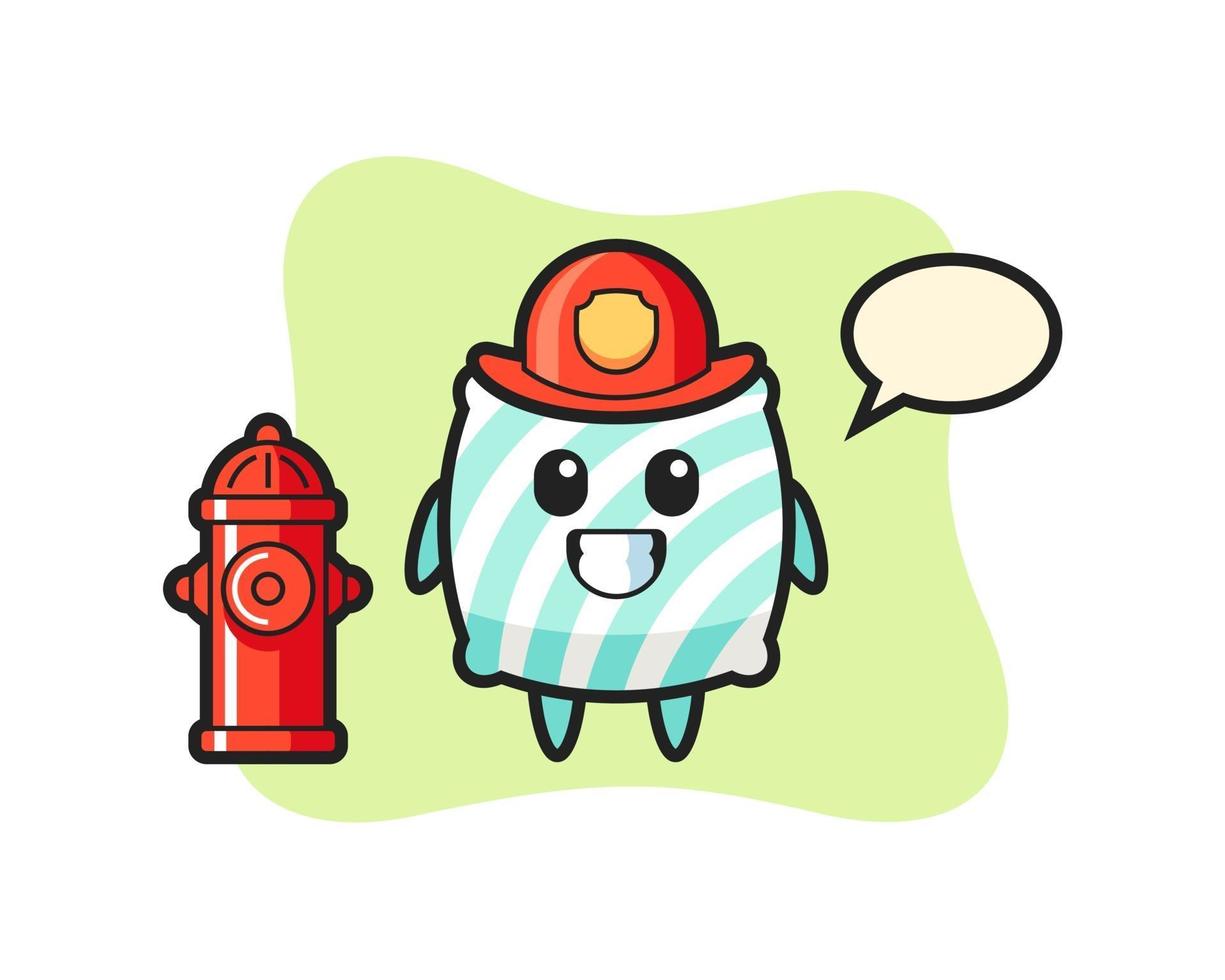 Mascot character of pillow as a firefighter vector