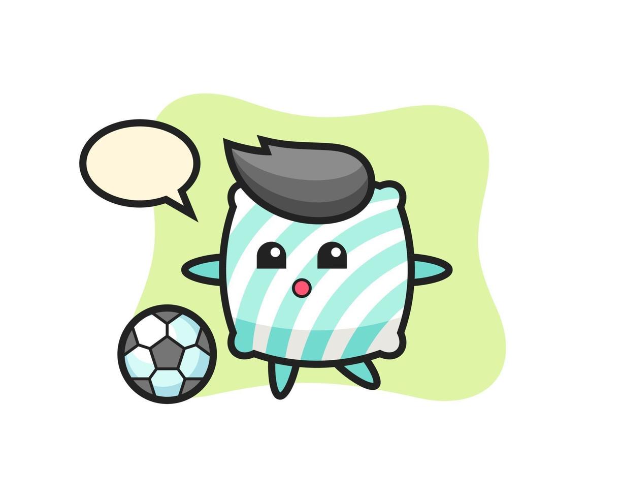 Illustration of pillow cartoon is playing soccer vector