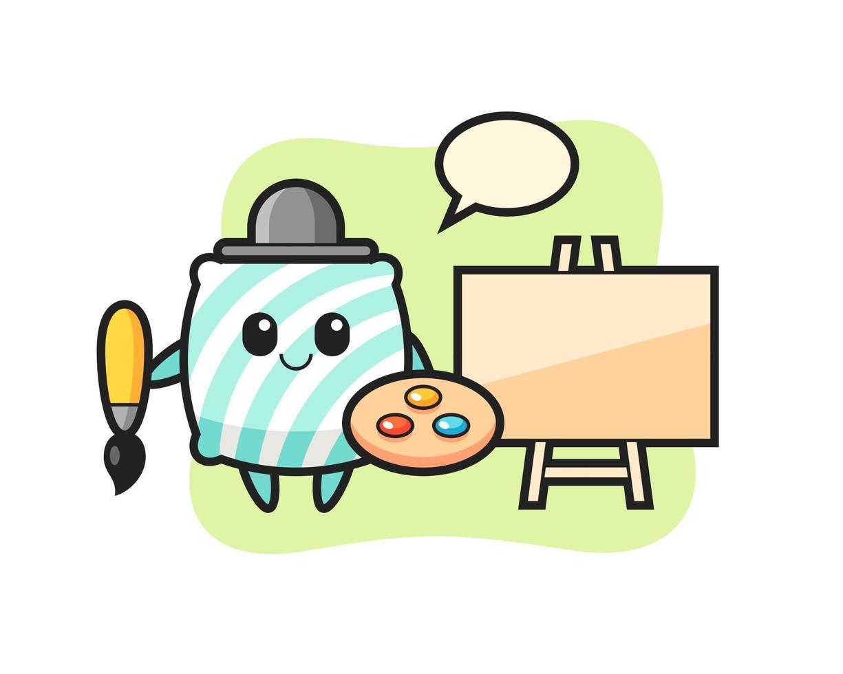 Illustration of pillow mascot as a painter vector