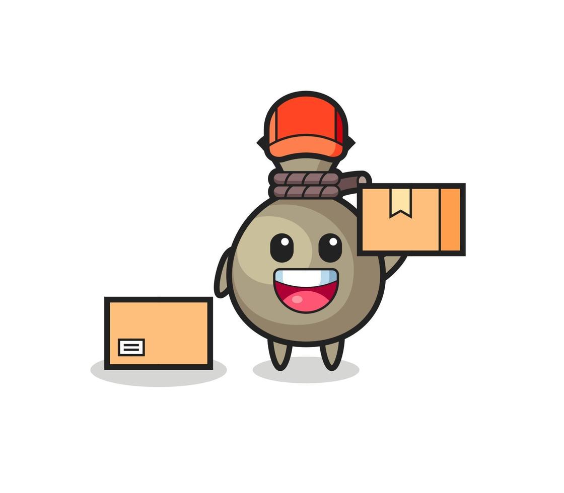 Mascot Illustration of money sack as a courier vector