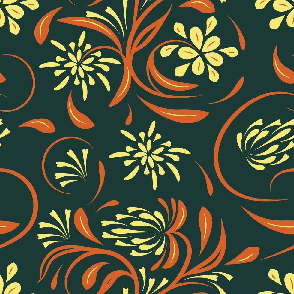 Folk flowers pattern Floral surface design Seamless pattern vector