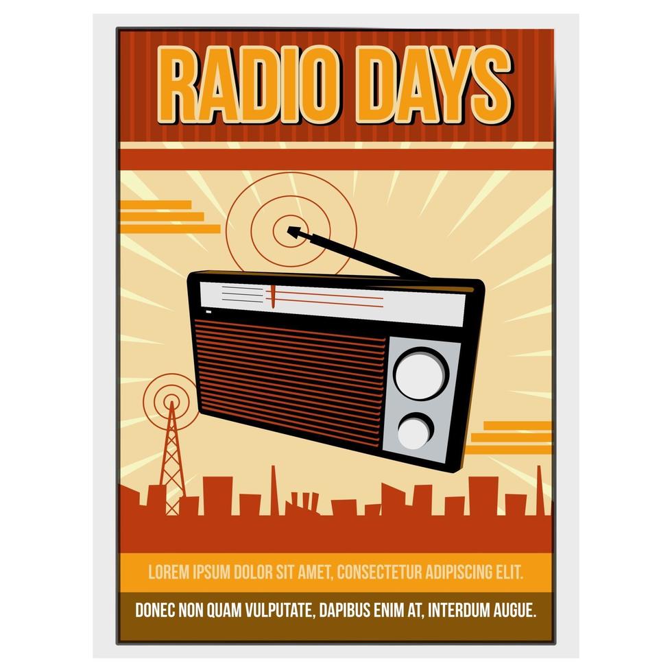 cartel de radio antiguo adecuado para días de radio vector