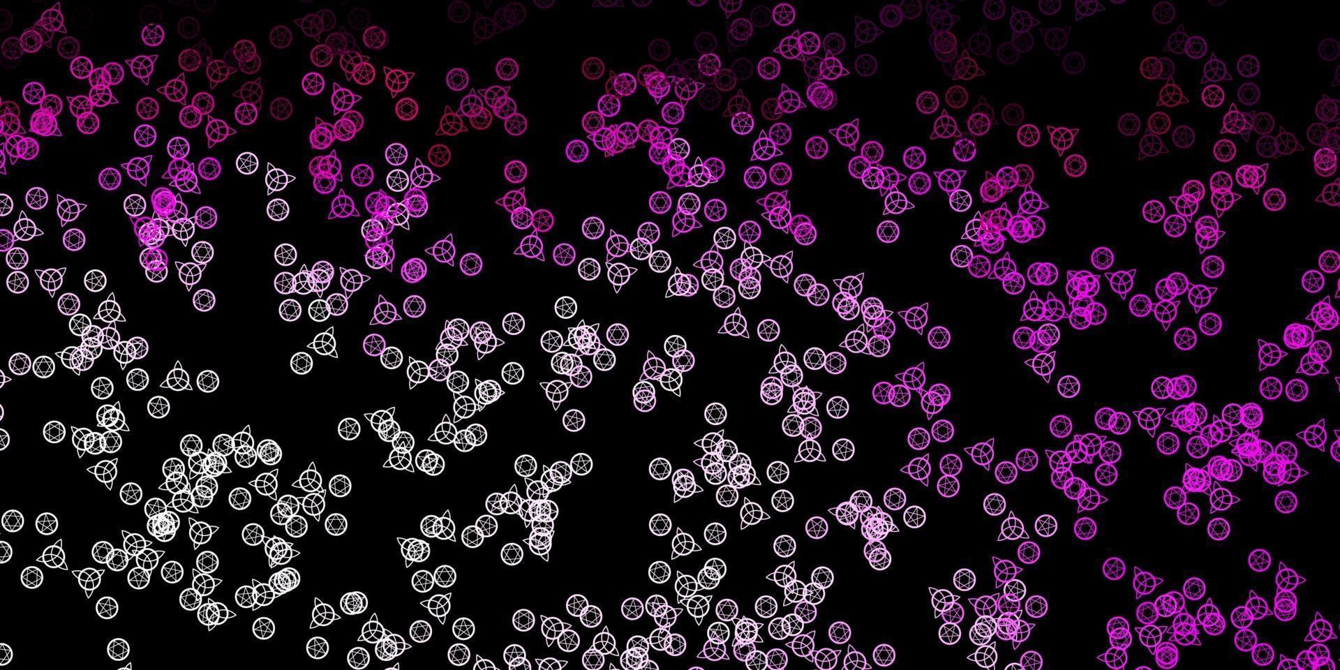 Dark Pink vector background with occult symbols.