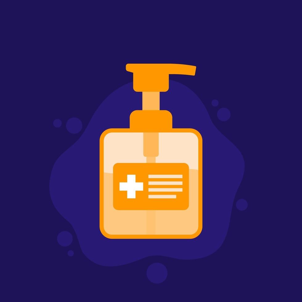 Hand sanitizer, antibacterial gel bottle icon vector