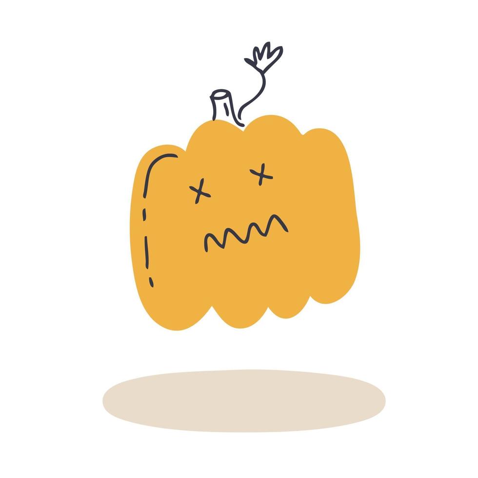Hand drawing Halloween illustration of dead pumpkin vector