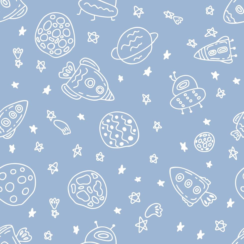 Free hand drawing collection of planets in space doodles vector