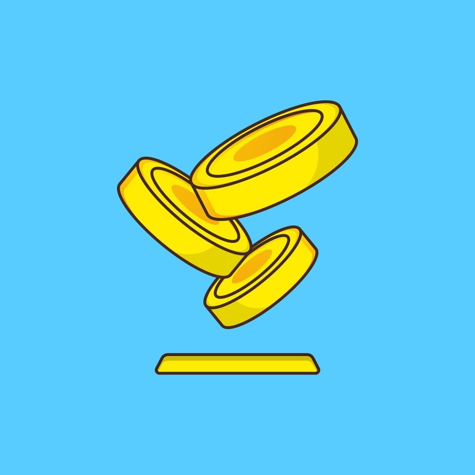Three yellow coin vector illustration suitable for gaming asset