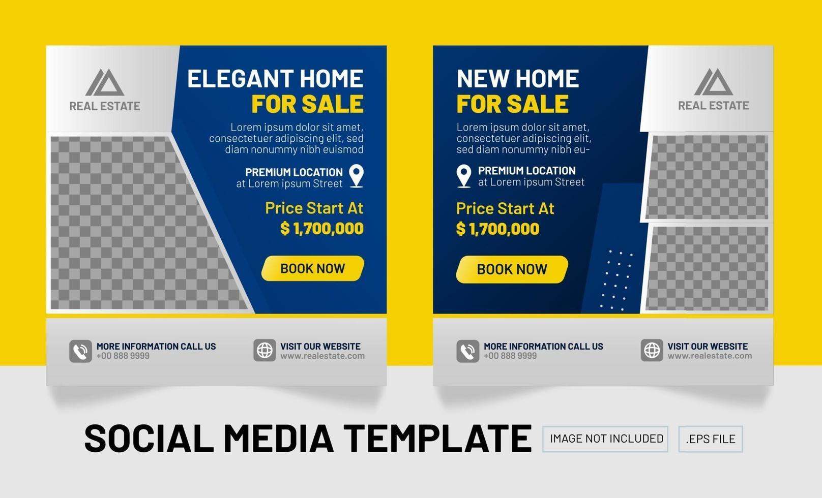 Elegant real estate social media layout post vector