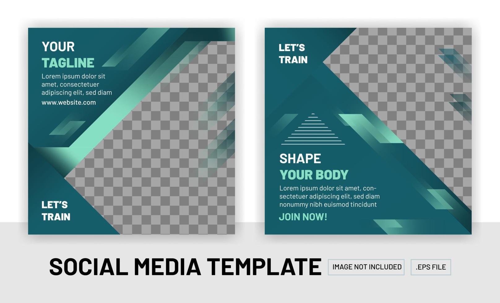 Fitness training social media layout post suitable for gym business vector