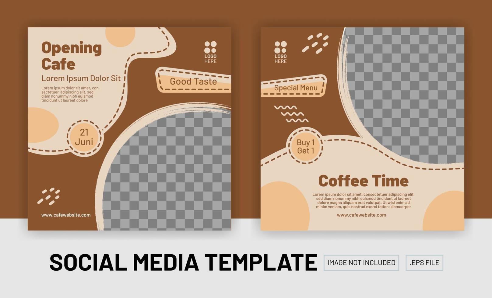 Coffe shop social media post template vector