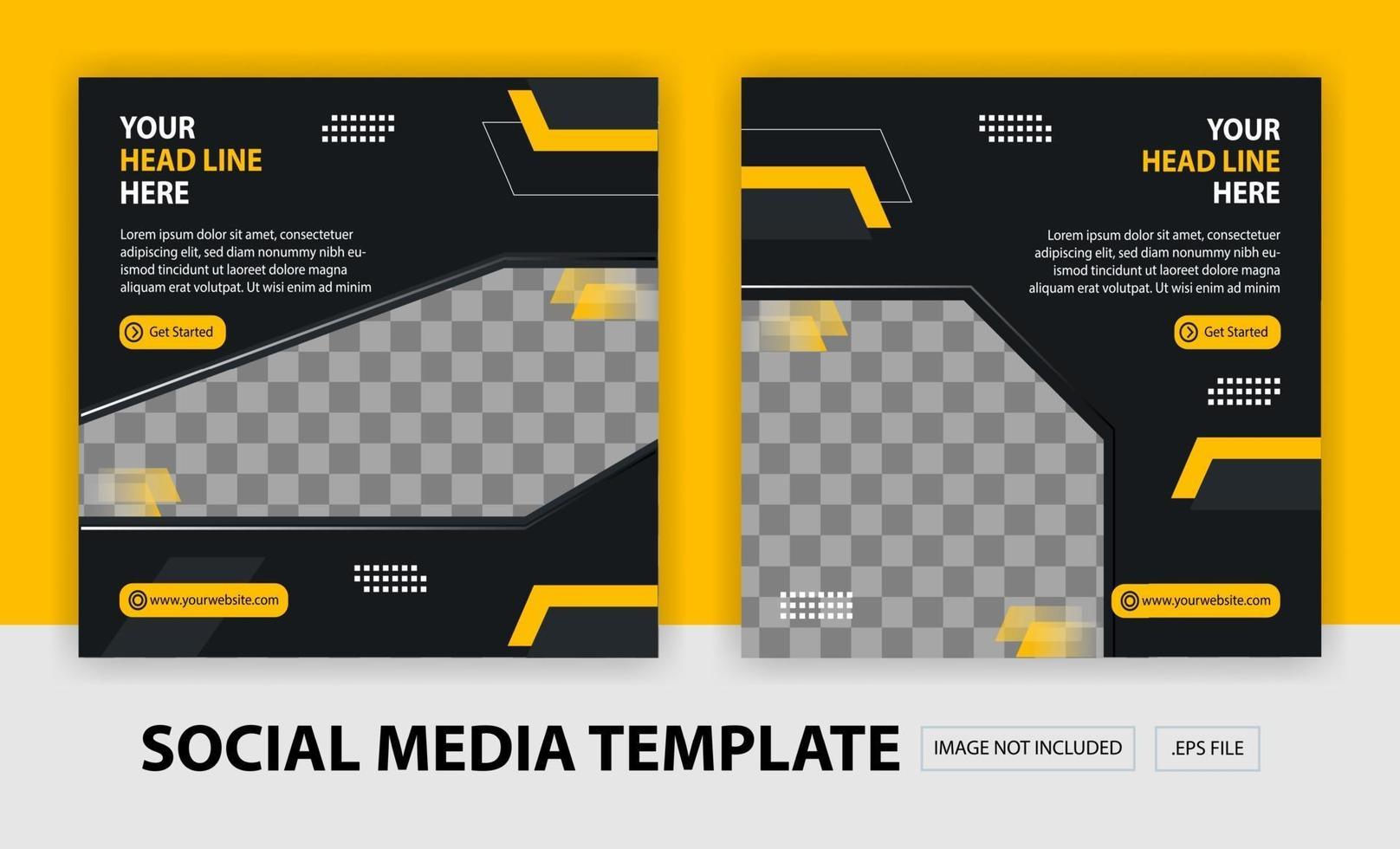 Social Media Post Template black and yellow color vector