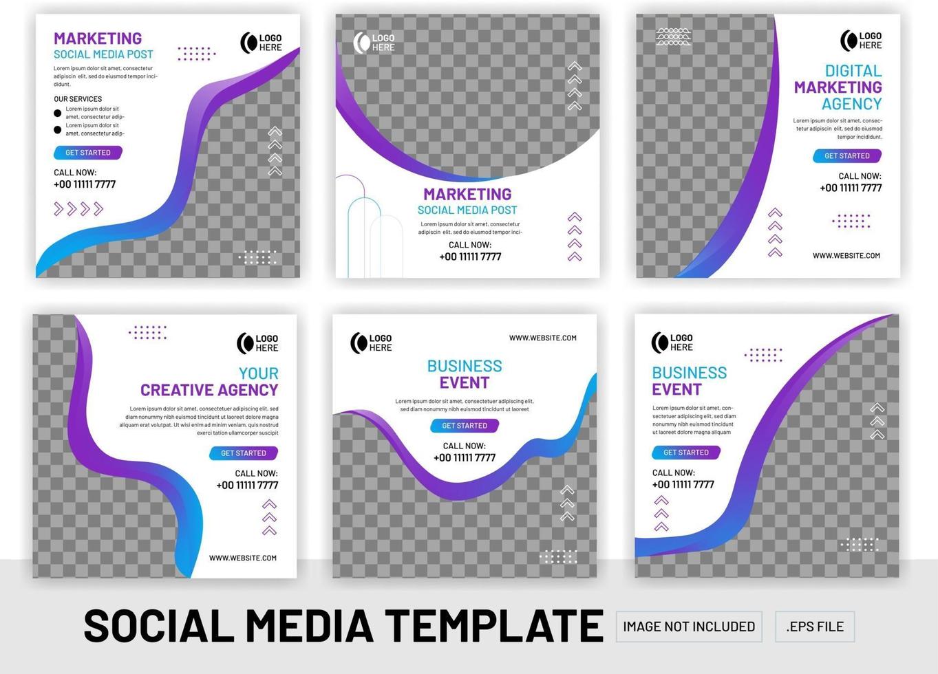 Business social media layout post blue and purple color vector