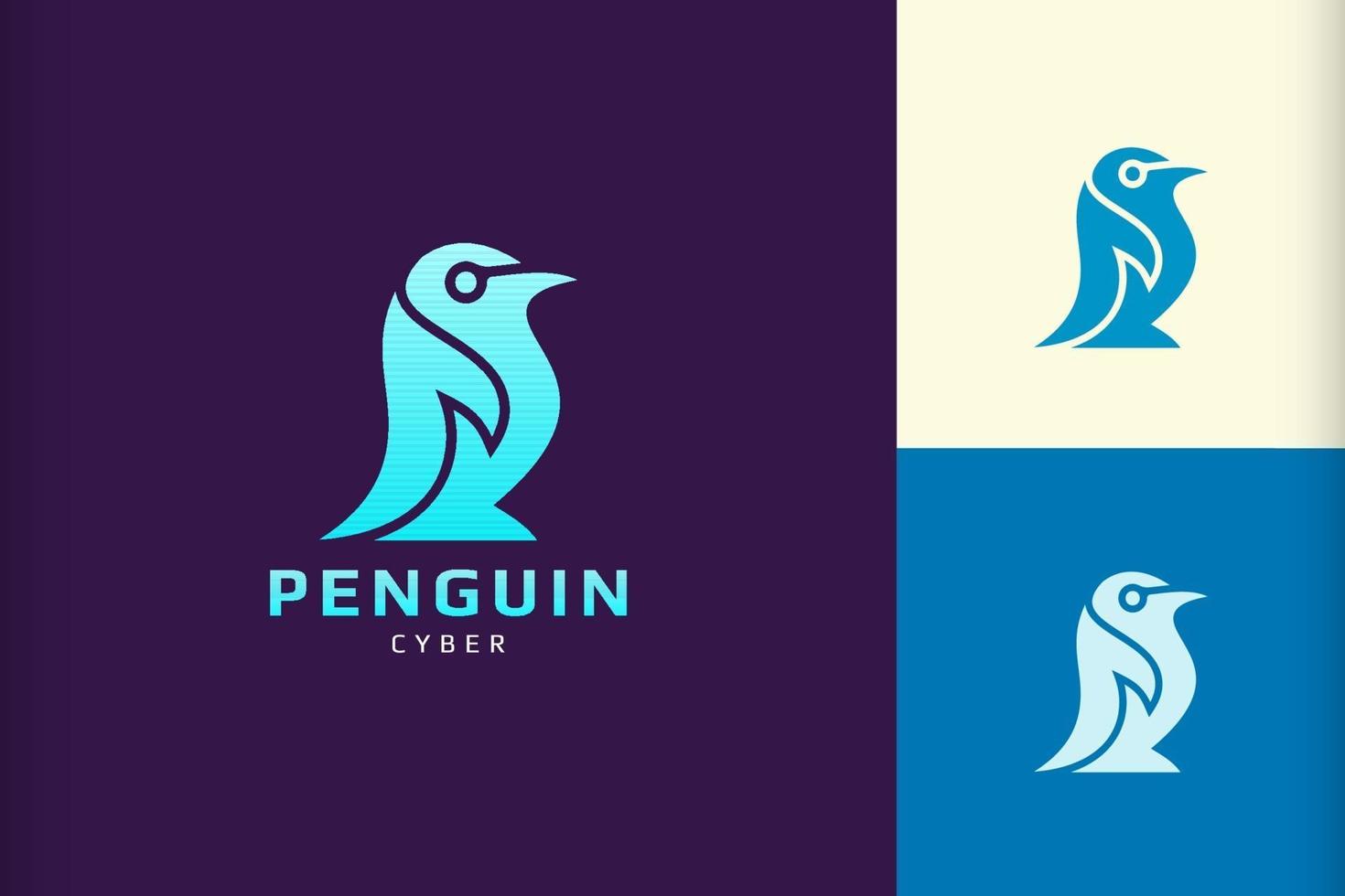 Logotipo de pingüino con forma abstracta y simple para marca de tecnología. vector