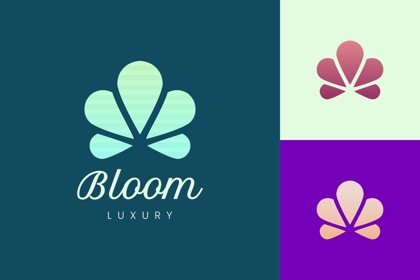 Flower logo in round and clean shape with soft color vector