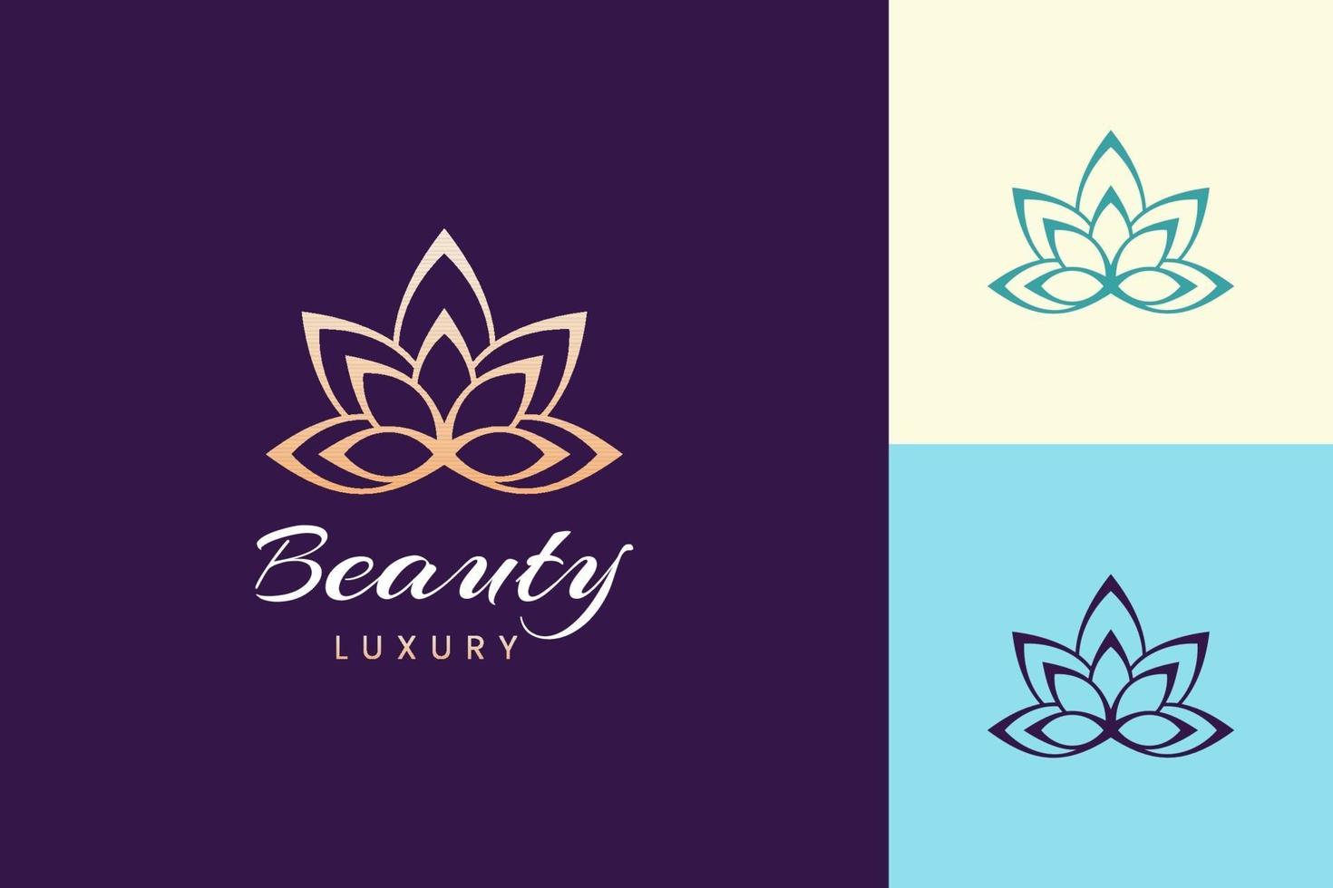 Plantilla de logotipo de cosmética y spa en forma de flor de lujo vector