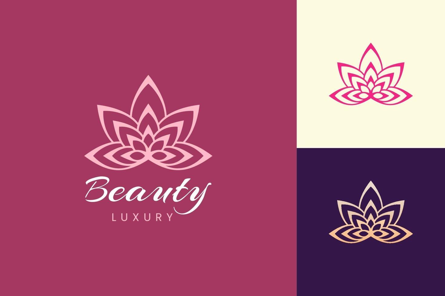 Plantilla de logotipo de cosmética y cuidado de la piel en forma de flor de lujo vector