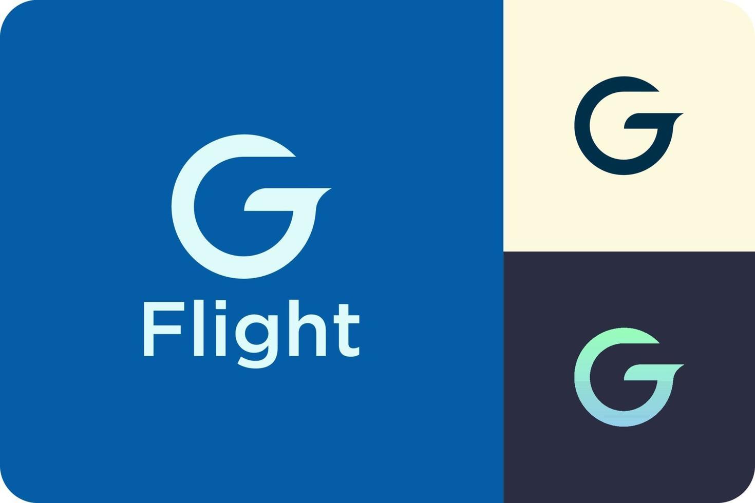 Simple plane logo with letter g shape vector