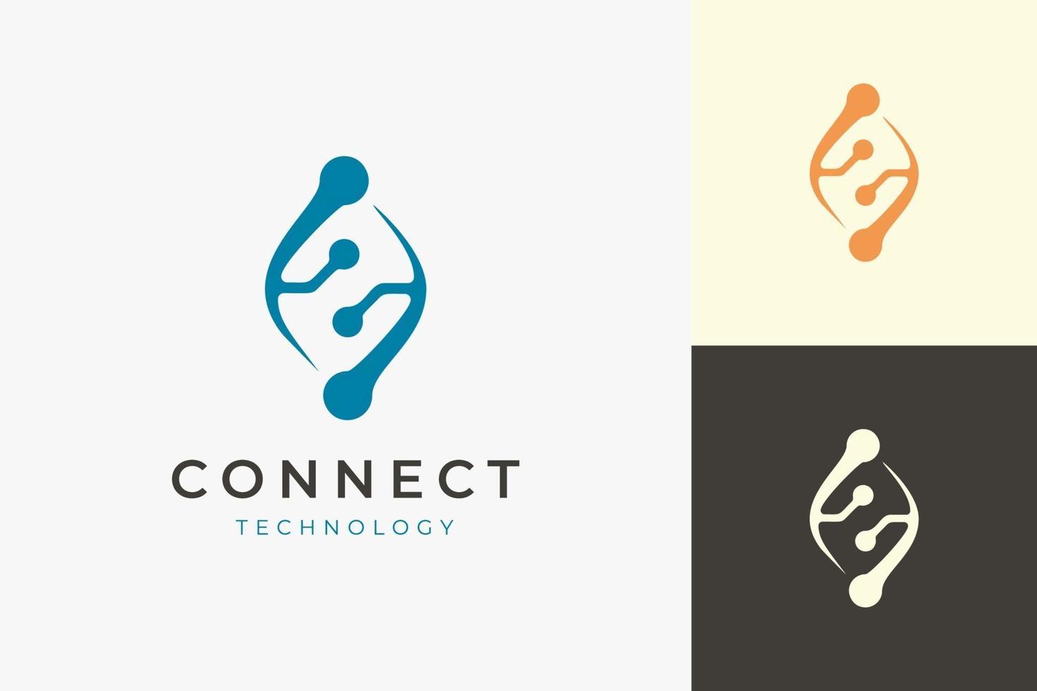 Connect technology logo in abstract shape vector