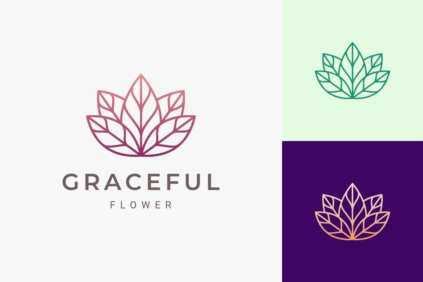 Beauty care or salon logo in luxury and feminine flower shape vector