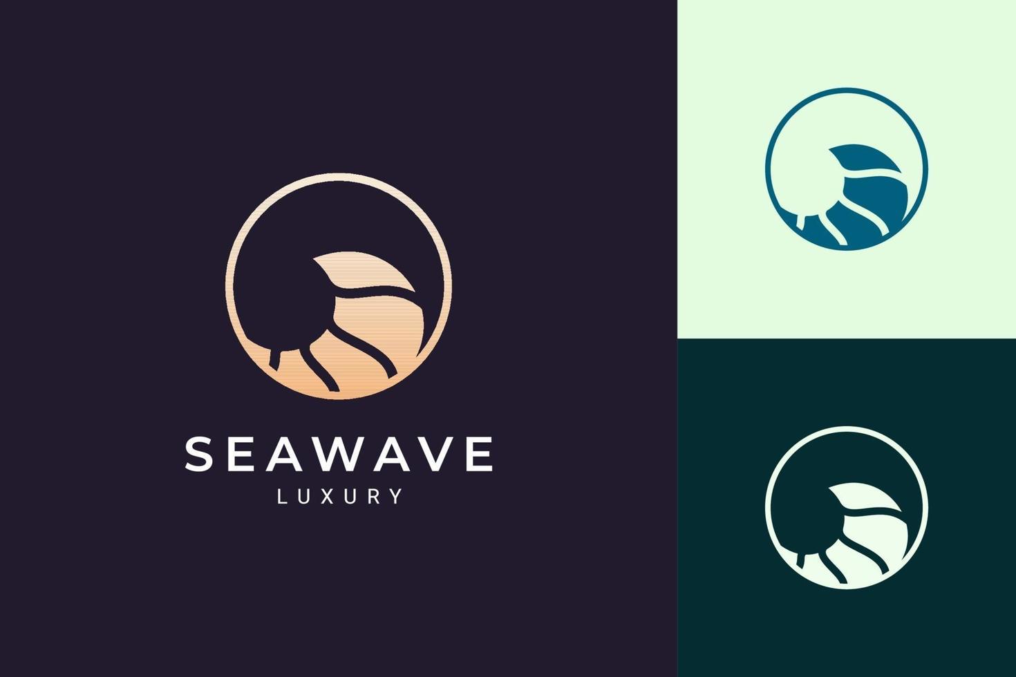 Circle ocean wave logo in simple and modern shape vector