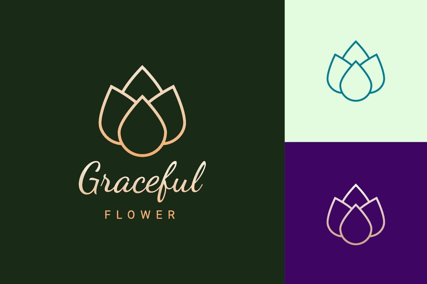 Logotipo de belleza o spa en forma de flor simple y de lujo. vector