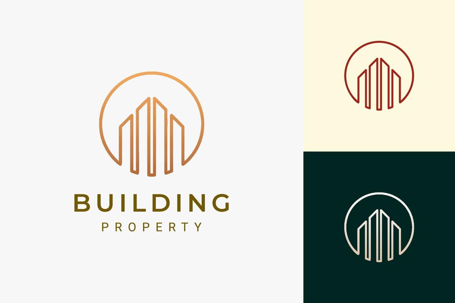 Real estate developer or property logo in luxury and futuristic shape vector