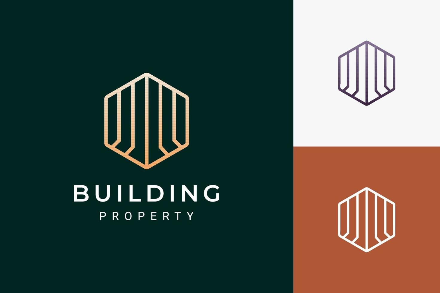 Real estate developer or property logo in luxury and futuristic shape vector