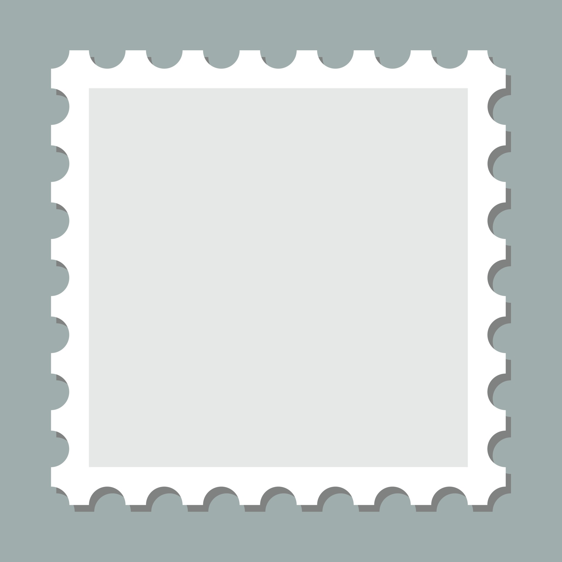 Postcard empty stamp frame vector. Square border postage mark frame