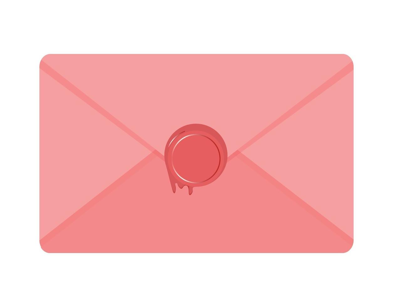 Pink envelope with red wax seal stamp isolated vector