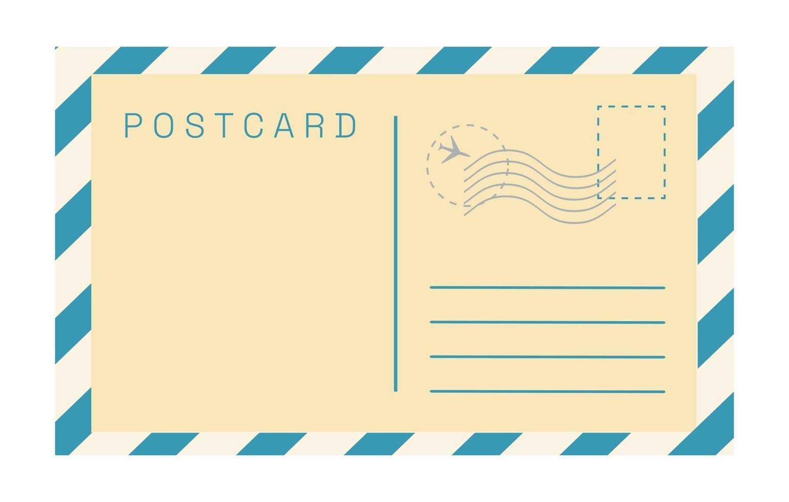 Vector vintage postcard template isolated. Empty retro post card.