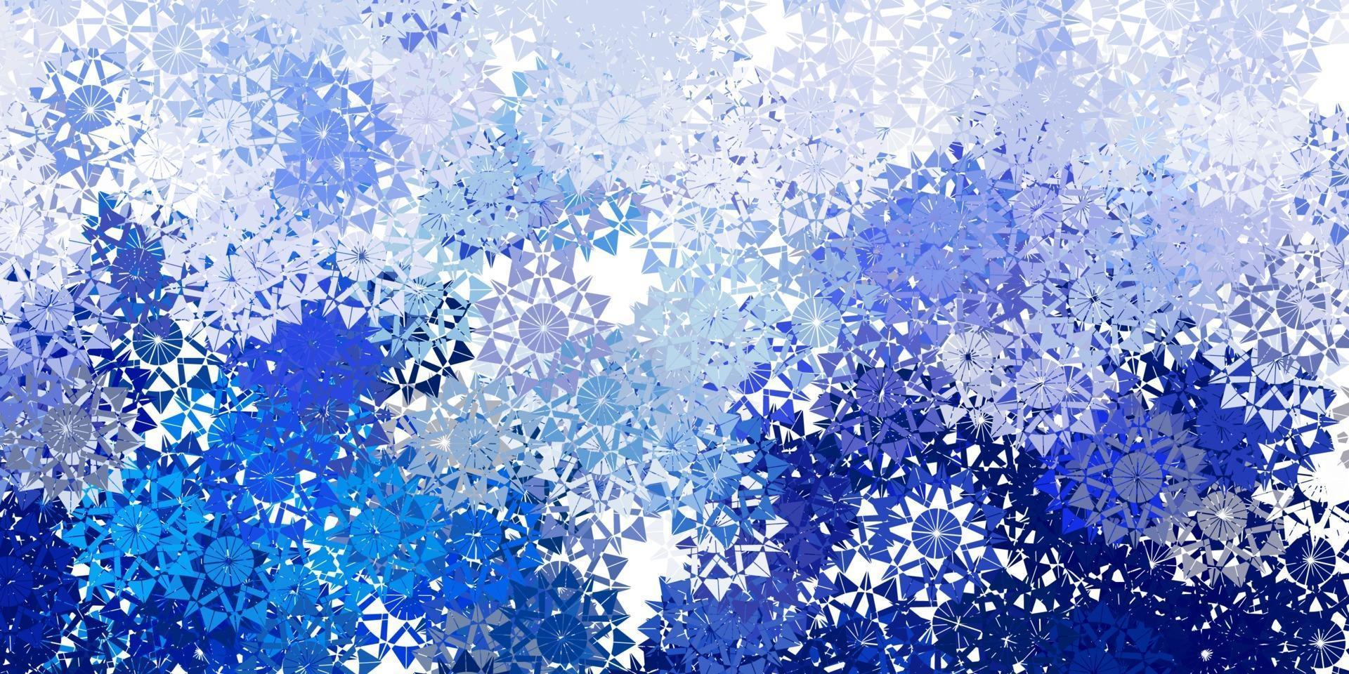 plantilla de vector rosa claro, azul con copos de nieve de hielo.