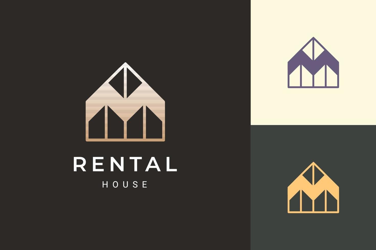 Logotipo de casa o resort en estilo de lujo para negocios inmobiliarios. vector