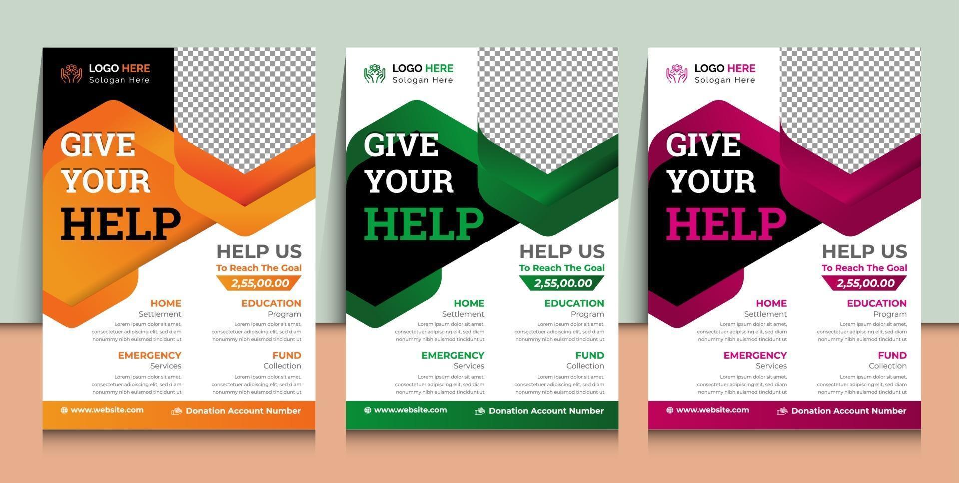 Charity  donation and help Campaign print template vector