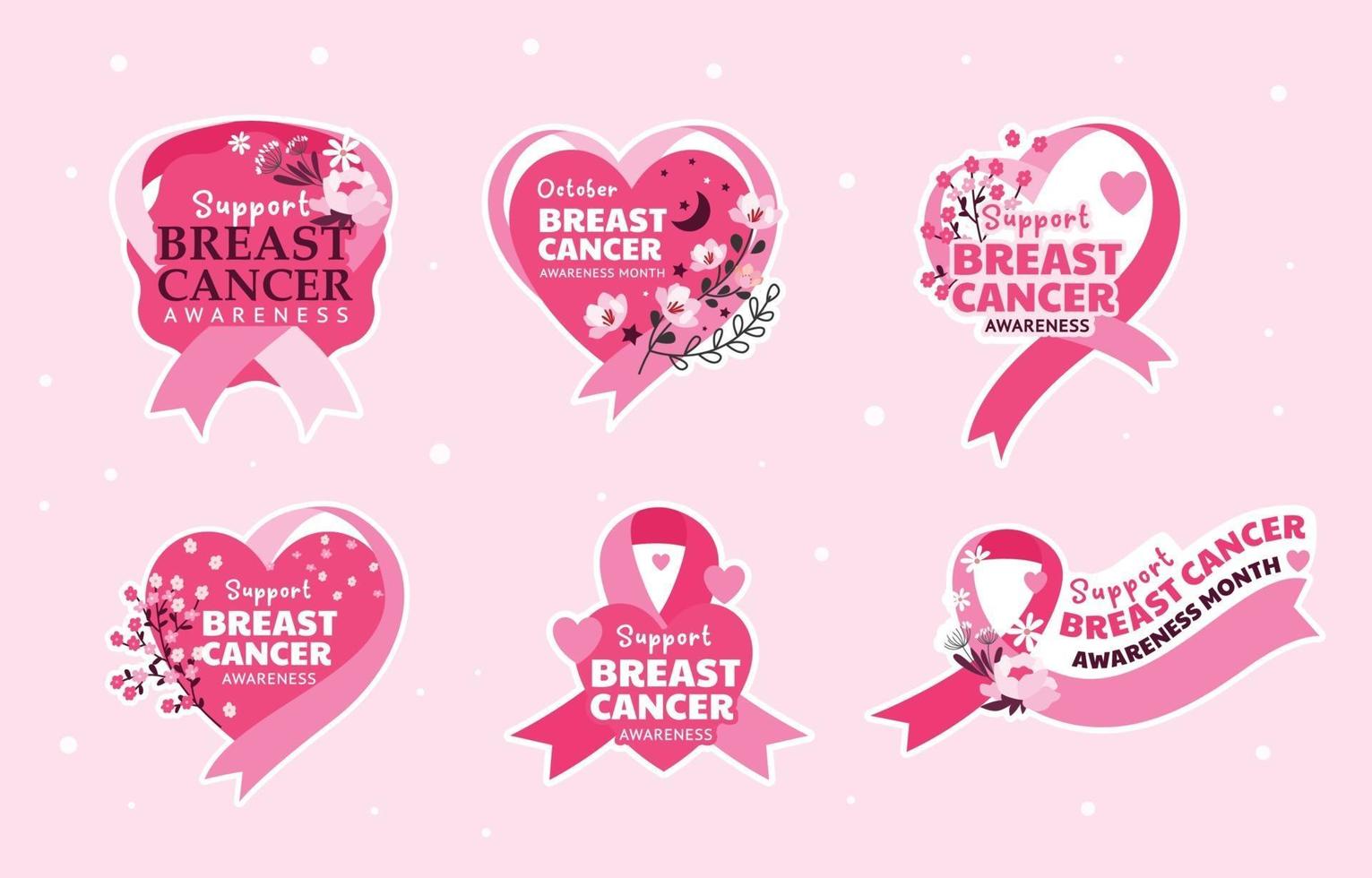 Cute Breast Cancer Awareness Stickers 3284394 Vector Art at Vecteezy