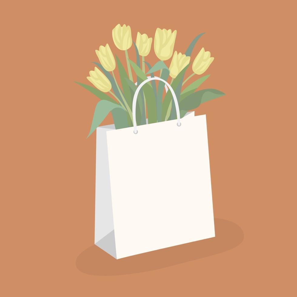 tulipanes amarillos en un paquete. vector