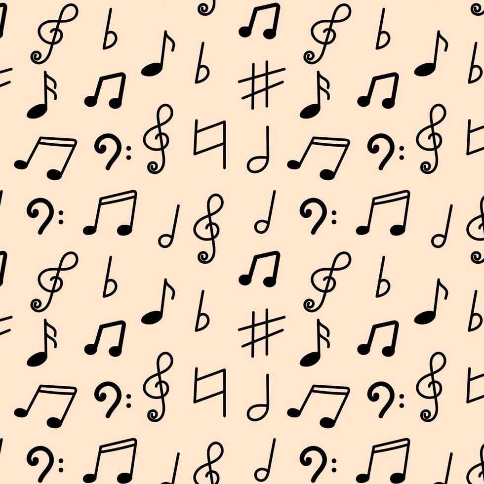 Music sheet paper doodle seamless pattern vector