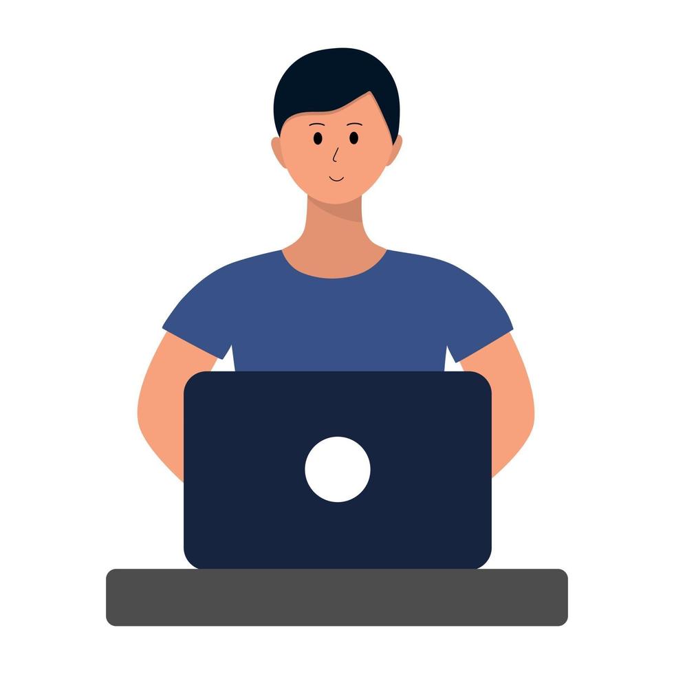 Man working on laptop. vector