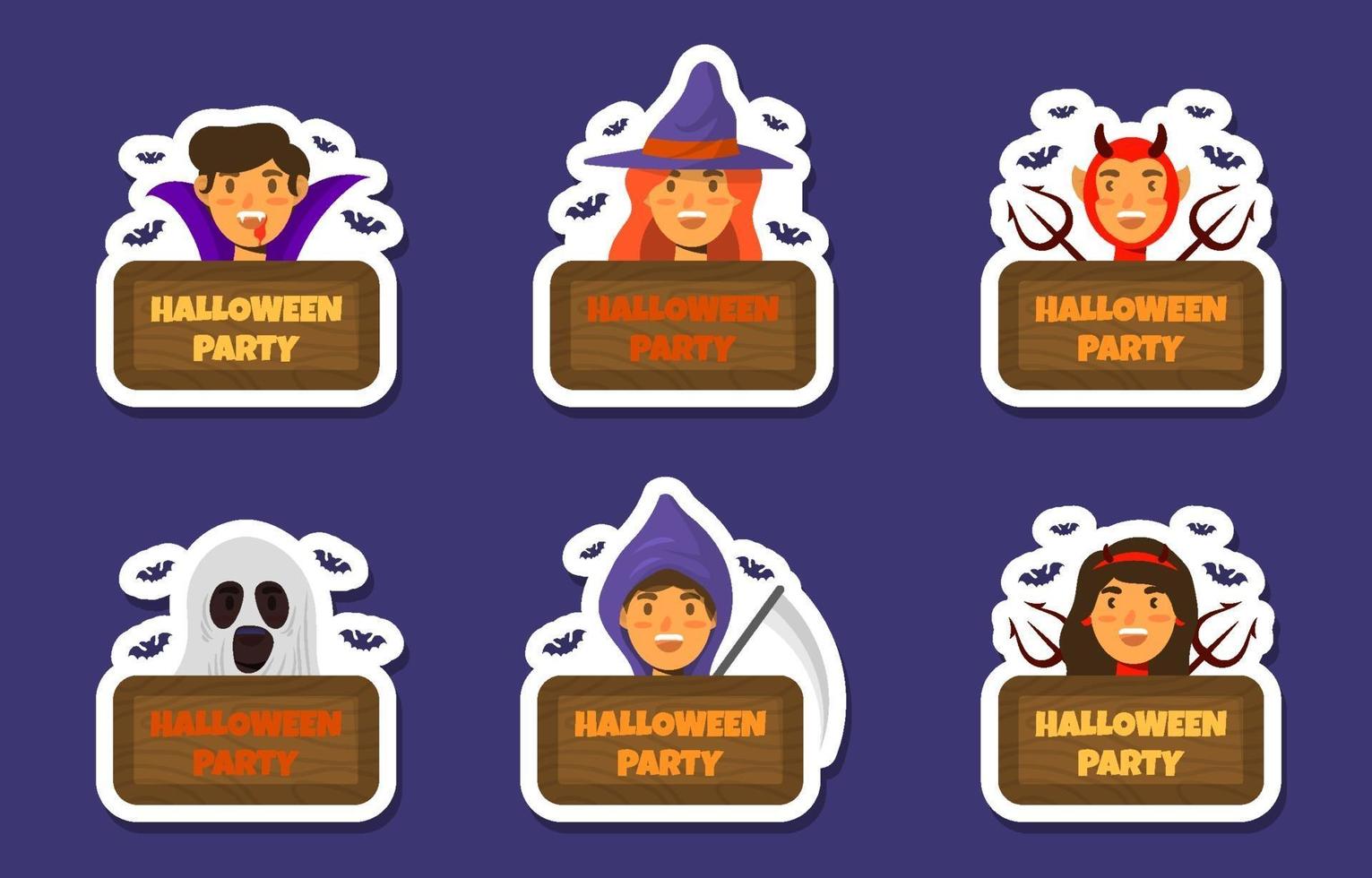 colección de pegatinas de fiesta de disfraces de halloween vector